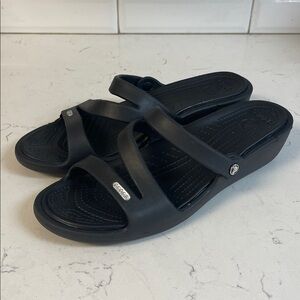 CROCS Patricia Wedge Sandals Black Size 11